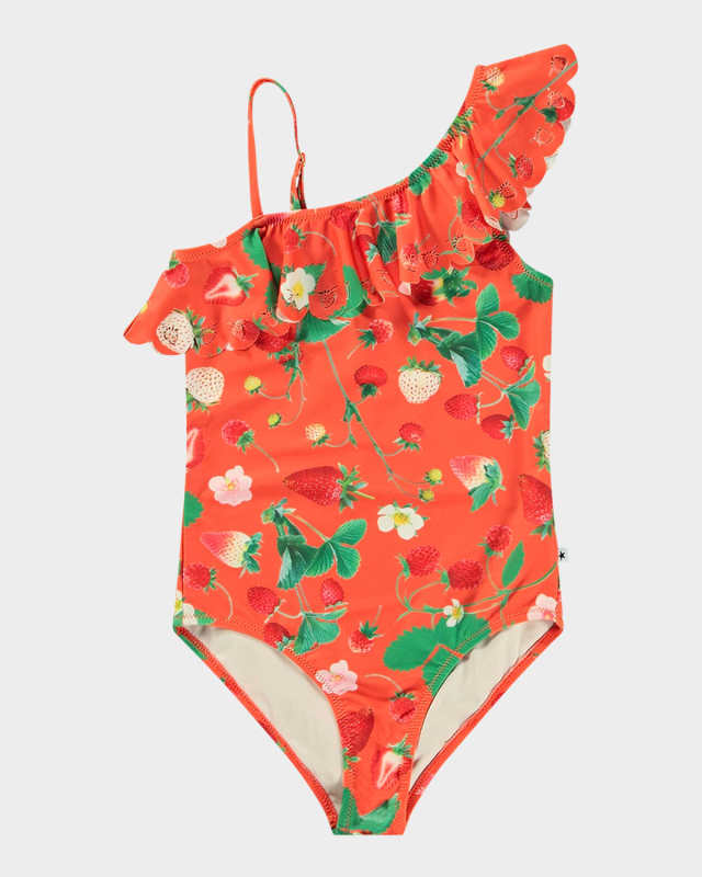 Girl's Net Scallop Trim One Piece Swimsuit, Size 3-6